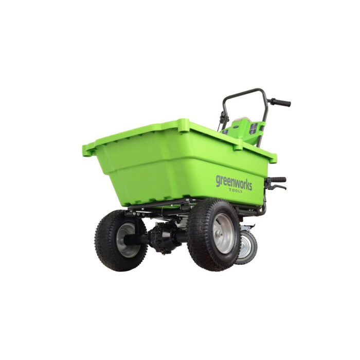 Садовая тележка самоходная Greenworks 40V 106 л с 1хАКБ 4 Ач и ЗУ — изображение 2