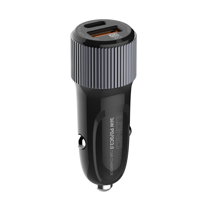 Автомобильное зарядное устройство LDNIO C510Q 2*USB（A,C) Lightning Чёрный — изображение 3