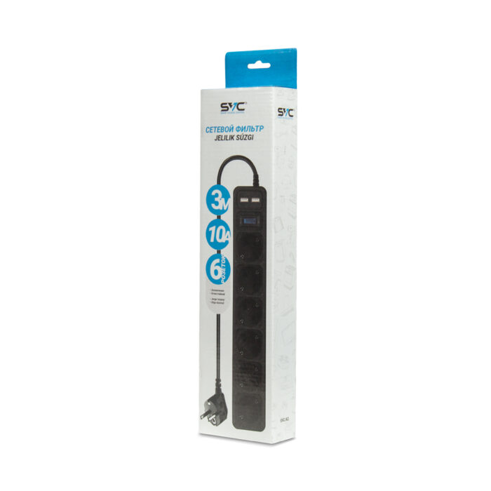 Сетевой фильтр SVC ZC6S-30M-USB 3 м. 220 в. — изображение 3