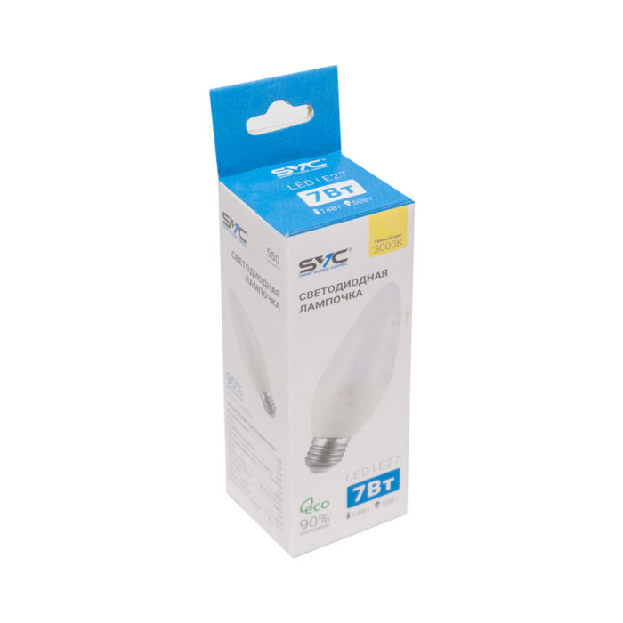 Эл. лампа светодиодная SVC LED C35-7W-E27-3000K, Тёплый — изображение 2