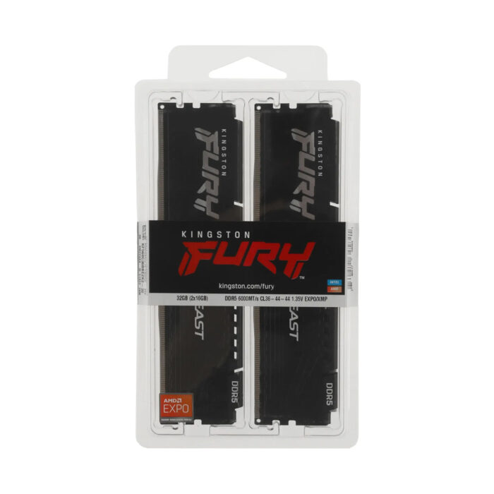 Комплект модулей памяти Kingston FURY Beast Black KF560C36BBE2K2-32 DDR5 32GB (Kit 2x16GB) 6000MHz — изображение 2