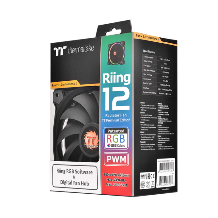 Кулер для компьютерного корпуса Thermaltake Riing Plus 12 RGB TT Premium Edition (3-Fan Pack) — изображение 3