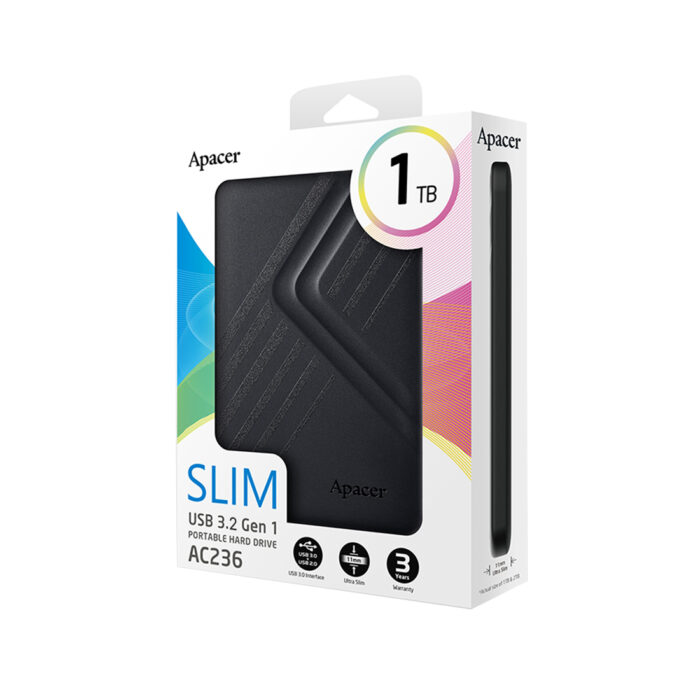 Внешний жёсткий диск Apacer 1TB 2.5" AC236 Чёрный — изображение 2