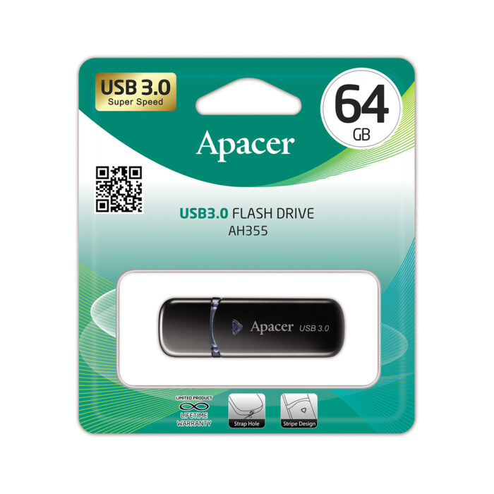USB-накопитель Apacer AH355 64GB Чёрный — изображение 2