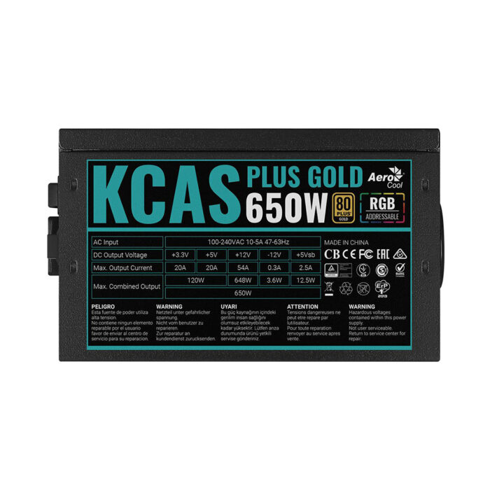 Блок питания Aerocool KCAS PLUS GOLD 650W RGB — изображение 3