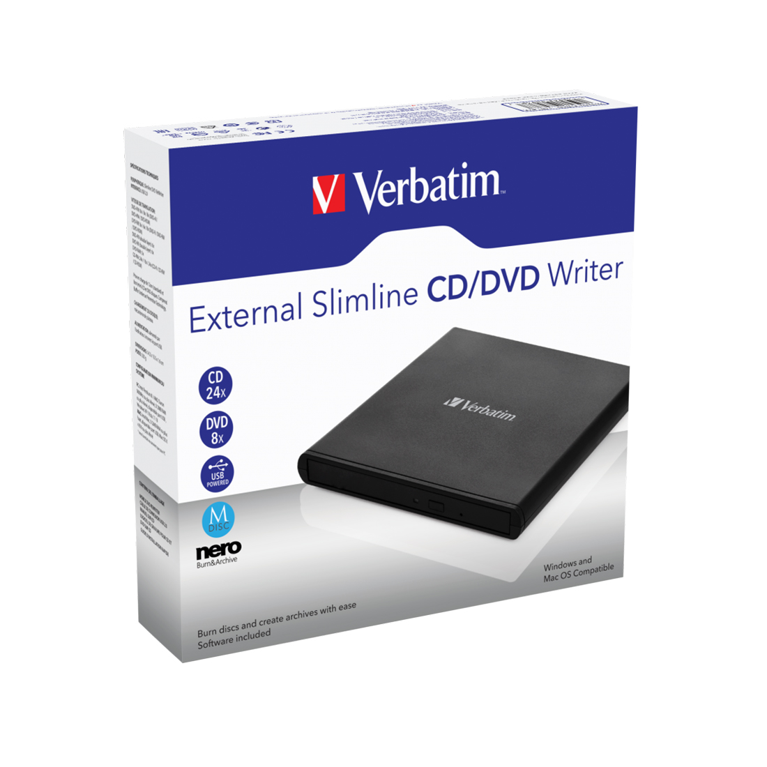 Внешний привод Verbatim CD/DVD 98938 Slim USB Чёрный — изображение 2