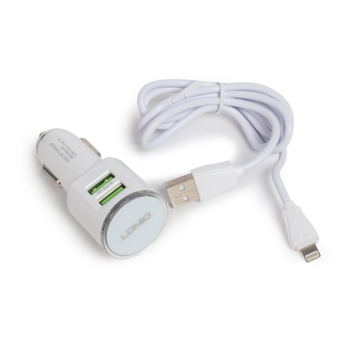 Автомобильное зарядное устройство LDNIO DL-C29 2*USB Lightning Белый — изображение 2