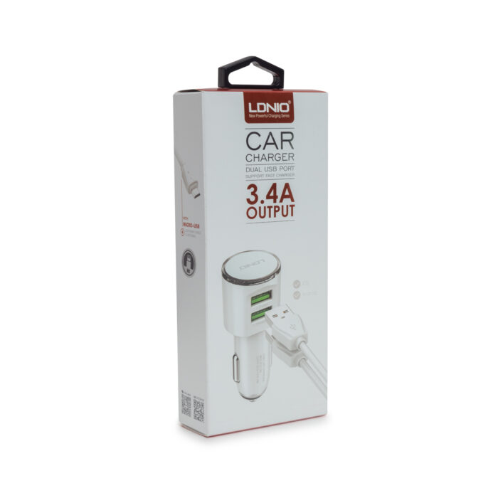 Автомобильное зарядное устройство LDNIO DL-C29 2*USB Lightning Белый — изображение 3