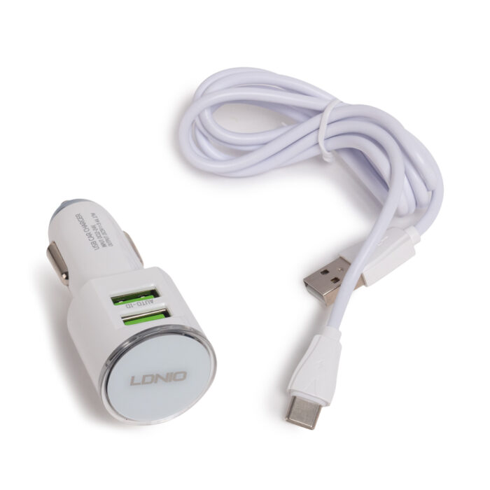Автомобильное зарядное устройство LDNIO DL-C29 2*USB Type-C Белый — изображение 2