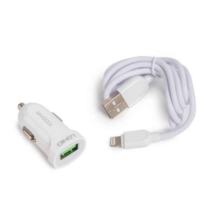 Автомобильное зарядное устройство LDNIO DL-C17 1*USB Lightning Белый — изображение 2