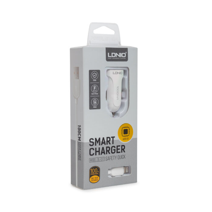 Автомобильное зарядное устройство LDNIO DL-C17 1*USB Lightning Белый — изображение 3