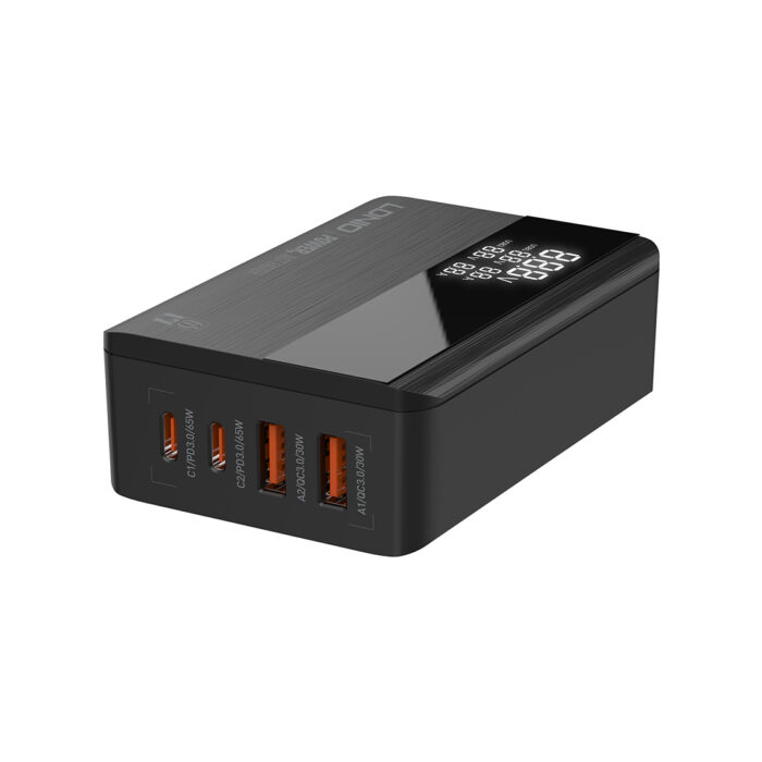 Универсальное зарядное устройство LDNIO A4808Q 65W 2*USB-C 2*USB Чёрный — изображение 2