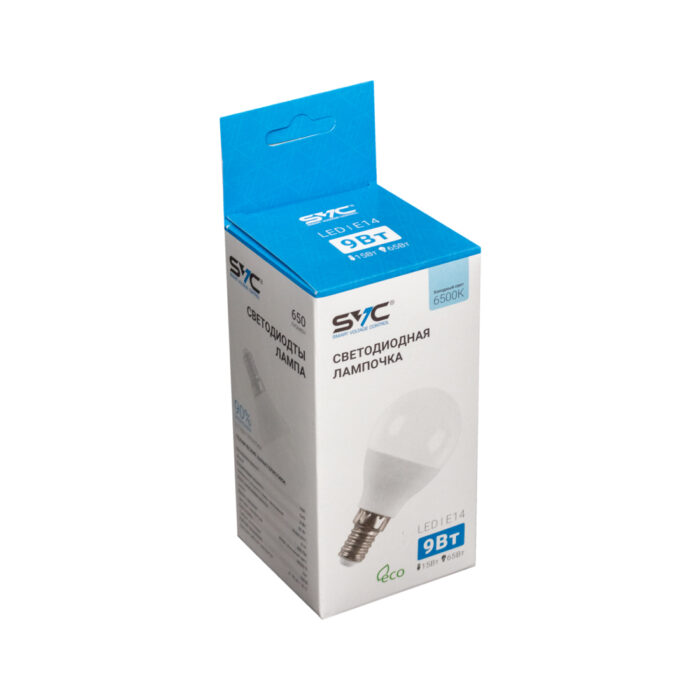 Эл. лампа светодиодная SVC LED G45-9W-E14-6500K, Холодный — изображение 2