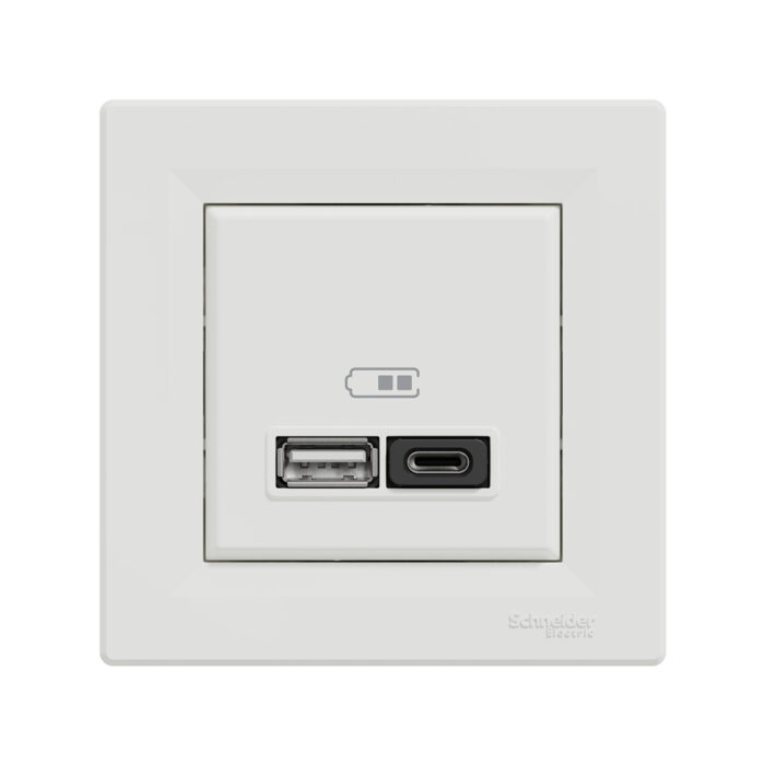 Розетка USB SE EPH2700421 Asfora A+С 45 Вт (быстрая зарядка) в сборе белый — изображение 2