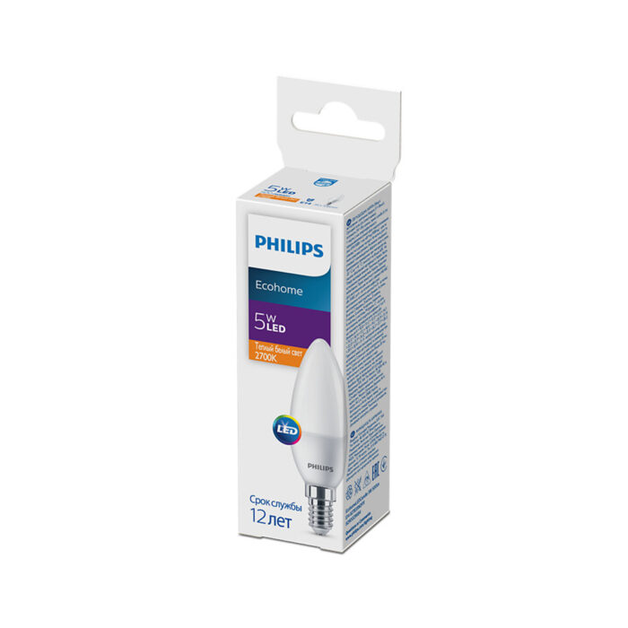 Лампа Philips Ecohome LED Candle 5W 500lm E14 827B35NDFR — изображение 2