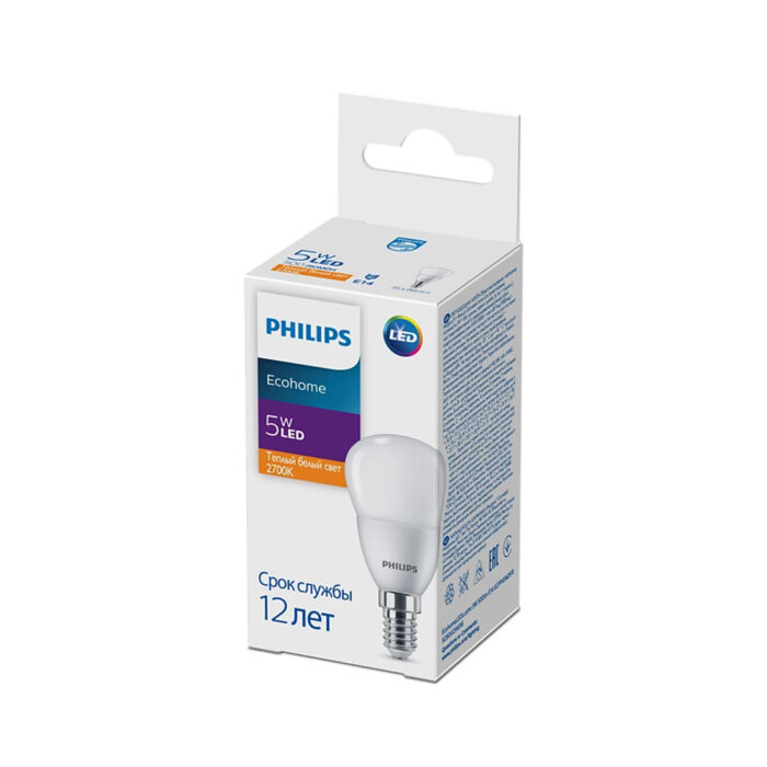 Лампа Philips Ecohome LED Lustre 5W 500lm E14 827P45NDFR — изображение 2