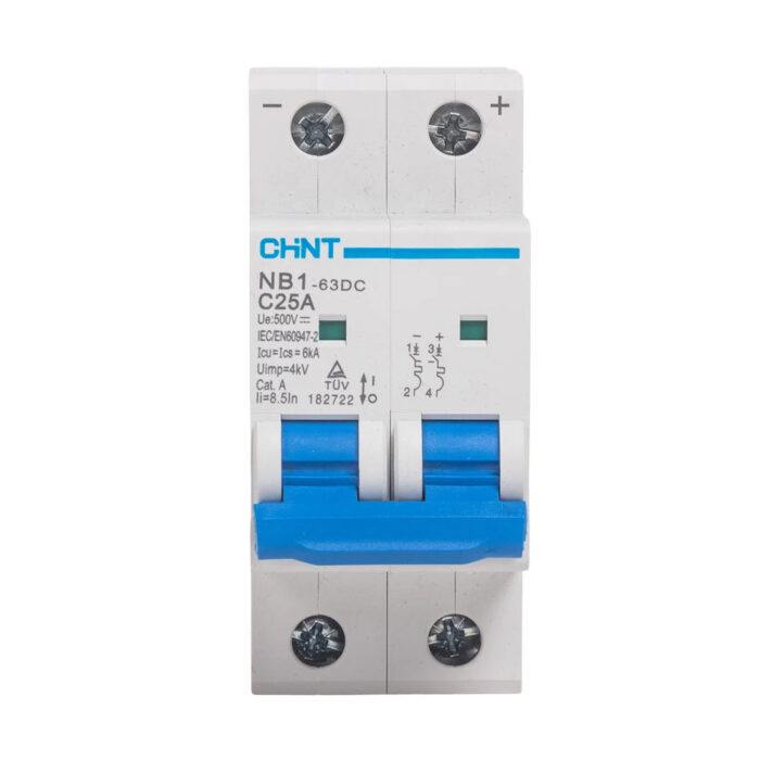 Автоматический выключатель CHINT NB1-63DC 2P 63A DC500B 6kA — изображение 2