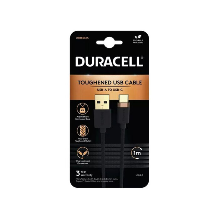 Интерфейсный кабель Duracell USB6061A USB-A to USB-C Черный — изображение 2