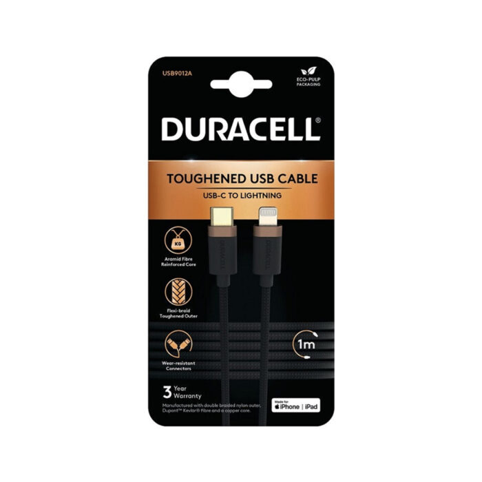 Интерфейсный кабель Duracell USB9012A USB-C to Lightning Черный — изображение 2