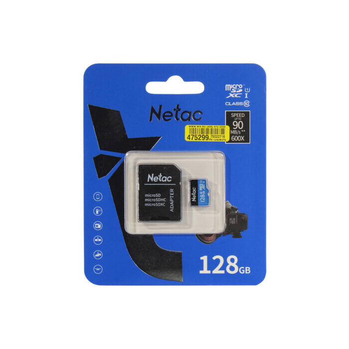 Карта памяти Netac NT02P500STN-128G-R U1/C10 128GB с адаптером SD — изображение 3