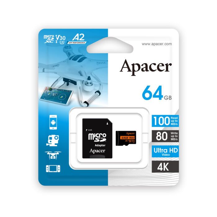 Карта памяти Apacer AP64GMCSX10U8-R 64GB с адаптером SD — изображение 3