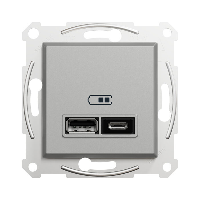 Розетка USB SE EPH2700361 Asfora A+С 2,4А механизм алюминий — изображение 2
