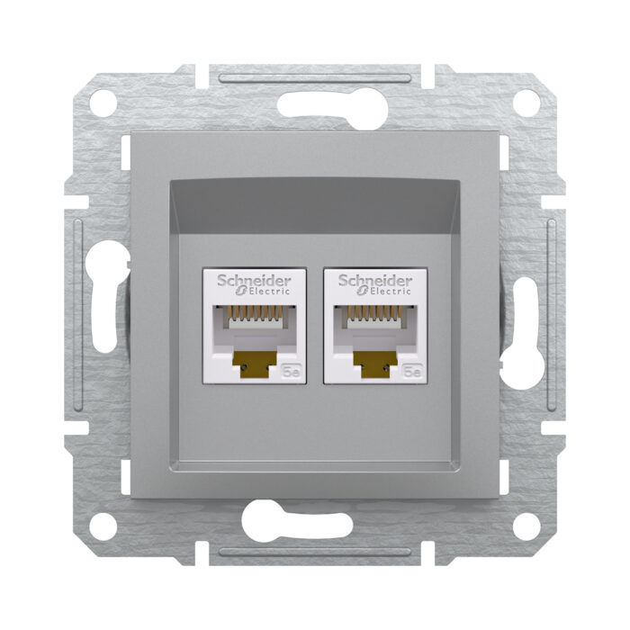 Розетка компьютерная двойная SE EPH4400161 Asfora RJ45 кат.5e механизм алюминий — изображение 2