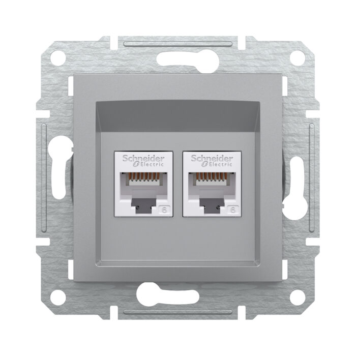 Розетка компьютерная двойная SE EPH4800161 Asfora RJ45 кат.6e механизм алюминий — изображение 2