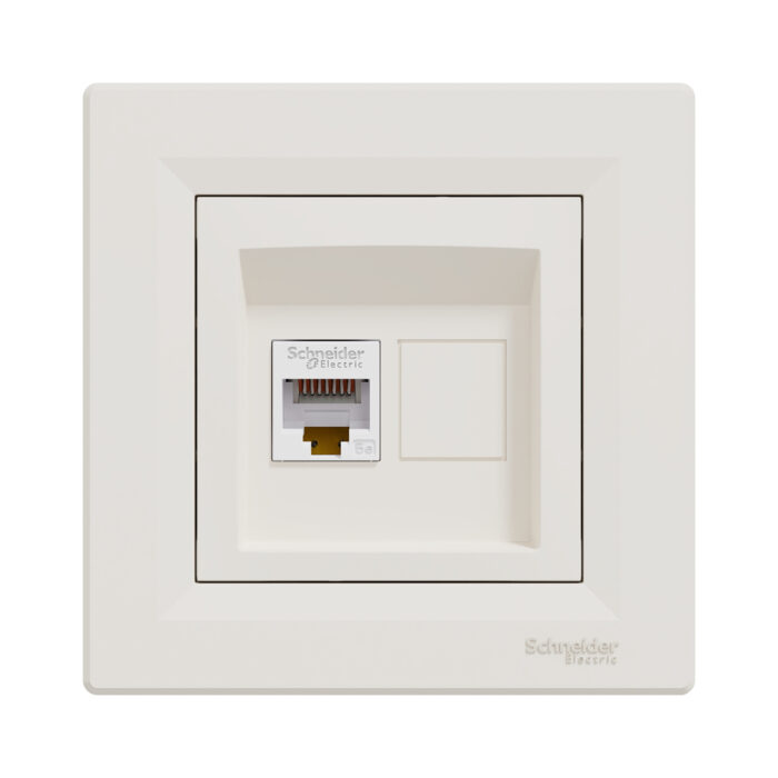 Розетка компьютерная SE EPH4300123 Asfora RJ45 кат. 5e в сборе кремовый — изображение 2