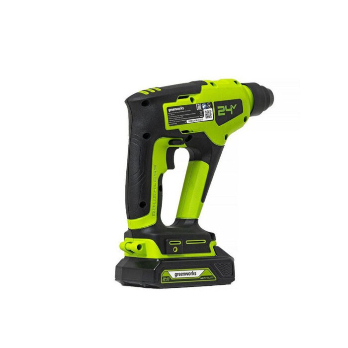 Перфоратор аккумуляторный бесщеточный Greenworks GD24SDS1K2 24V c 1хАКБ 2Ач и ЗУ в сумке — изображение 3