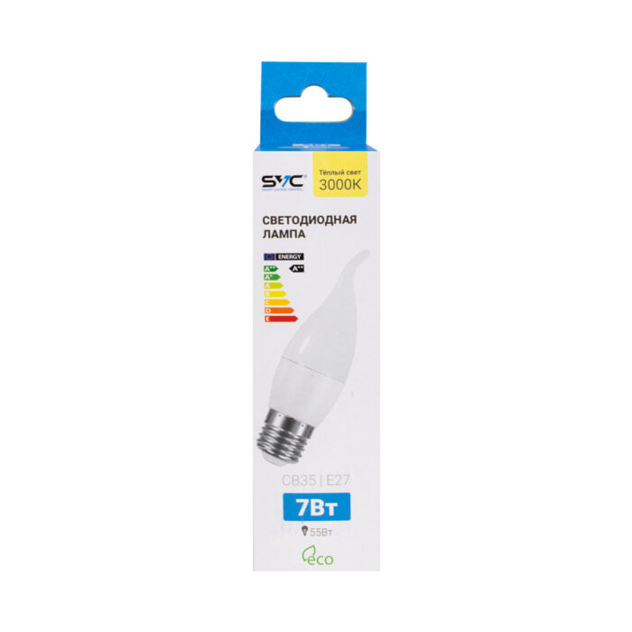 Лампа светодиодная SVC LED CB35-7W-E27-3000K Свеча на ветру Тёплый — изображение 2