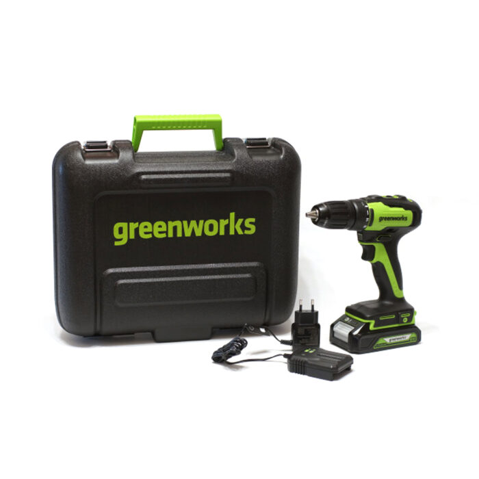 Дрель-шуруповерт аккумуляторная Greenworks 3704007UA, 24V, c 1хАКБ 2 Ач и ЗУ в кейсе — изображение 2