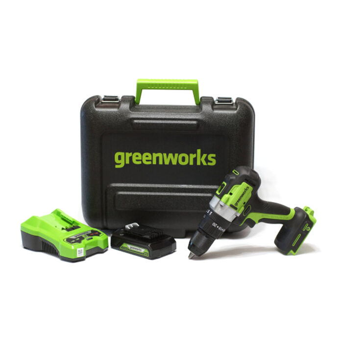 Дрель-шуруповерт аккумуляторная Greenworks 3704107UA, 24V, c 1хАКБ 2 Ач и ЗУ в кейсе — изображение 2