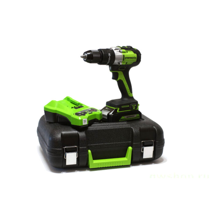 Дрель-шуруповерт аккумуляторная Greenworks 3704107UA, 24V, c 1хАКБ 2 Ач и ЗУ в кейсе — изображение 3