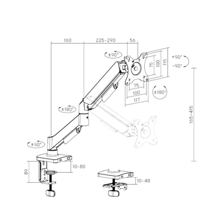 Настольный кронштейн Brateck LDT97-C012, 17"-32" — изображение 3