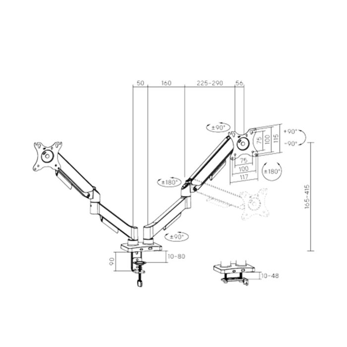 Настольный кронштейн Brateck LDT97-C024 для 2-х мониторов (17"-32") — изображение 3
