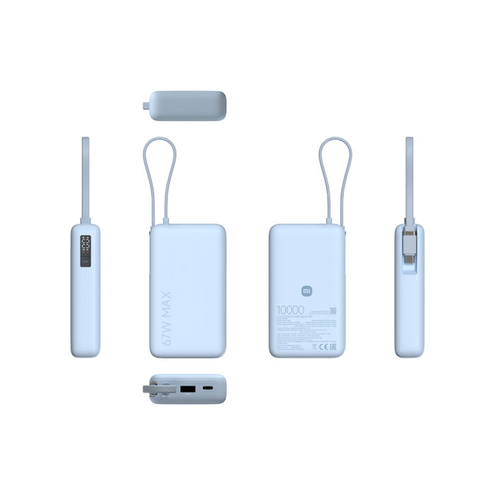 Портативный внешний аккумулятор Xiaomi 67W Power Bank 10000 (Integrated Cable) Ice Blue — изображение 3