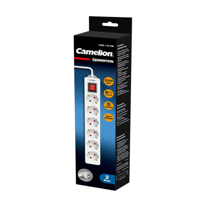 Удлинитель Camelion CMS-116-2M 2м. 220в. — изображение 3