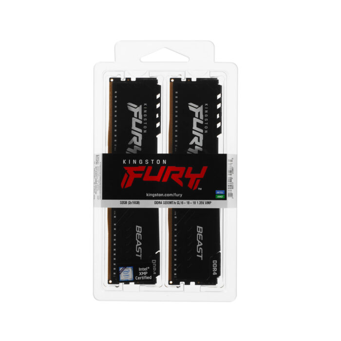 Комплект модулей памяти Kingston FURY Beast KF432C16BB1K2/32WP DDR4 32GB (Kit 2x16GB) 3200MHz Чёрный — изображение 3