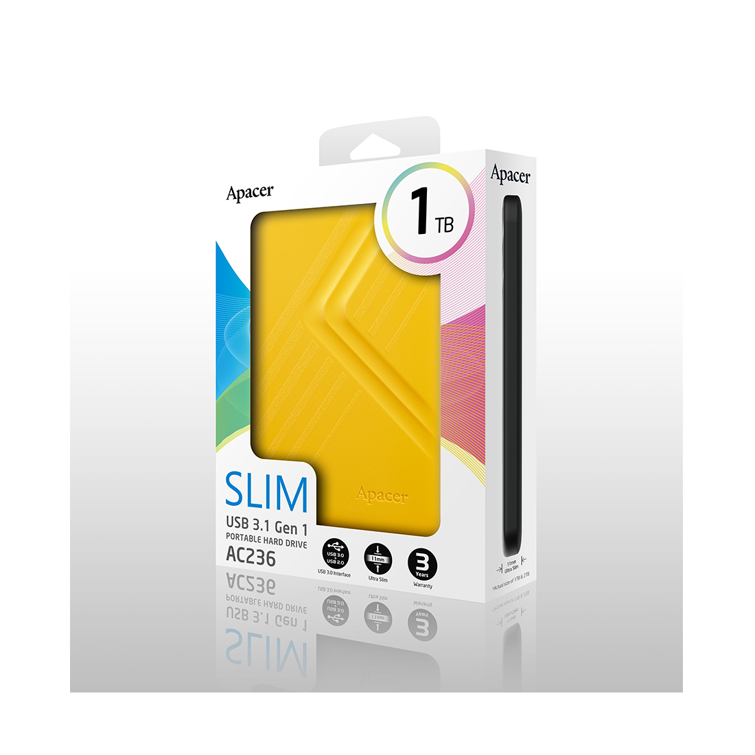Внешний жёсткий диск Apacer 1TB 2.5" AC236 Желтый — изображение 3