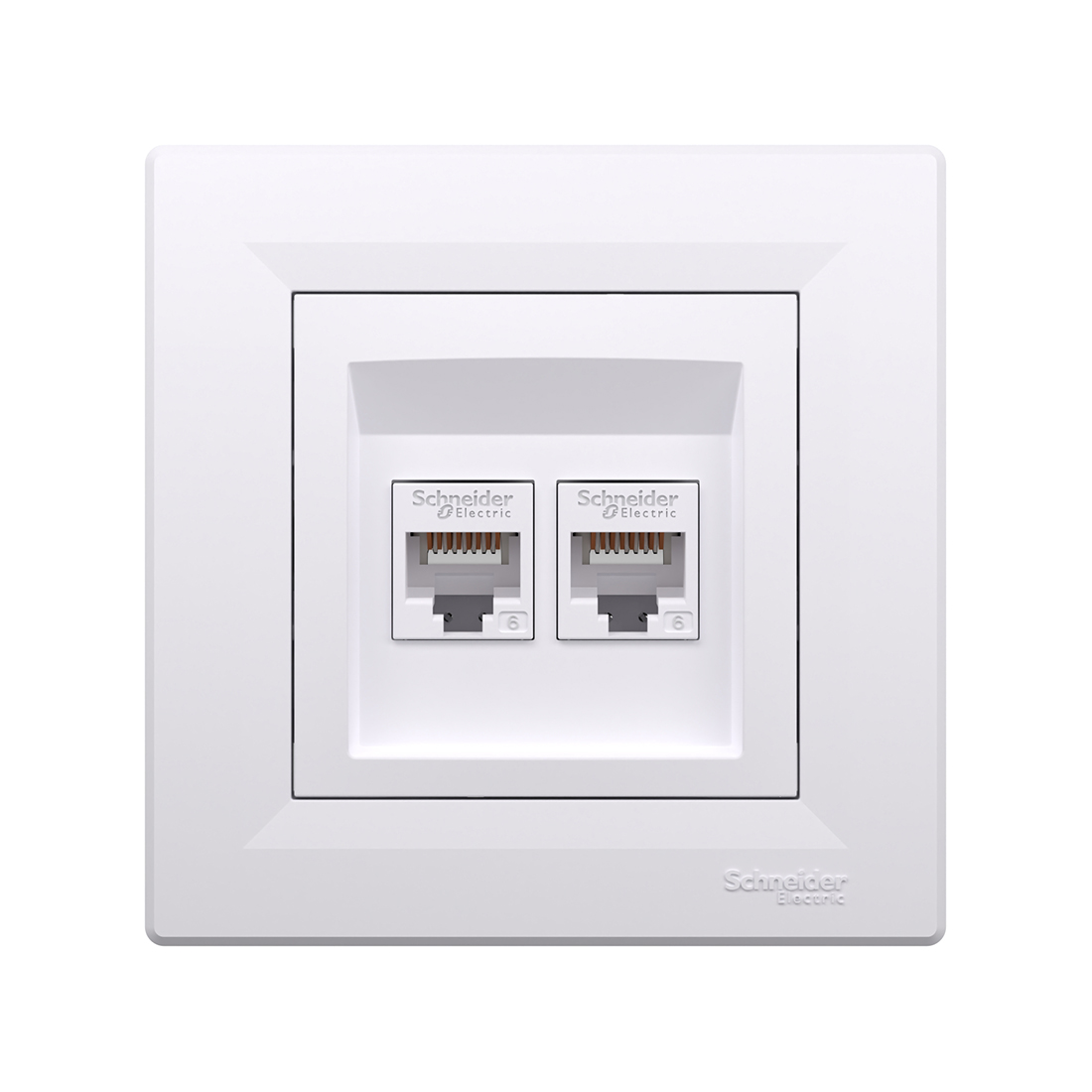 Розетка двойная компьютерная SE EPH4800121 Asfora RJ45 кат. 6 в сборе белый — изображение 2