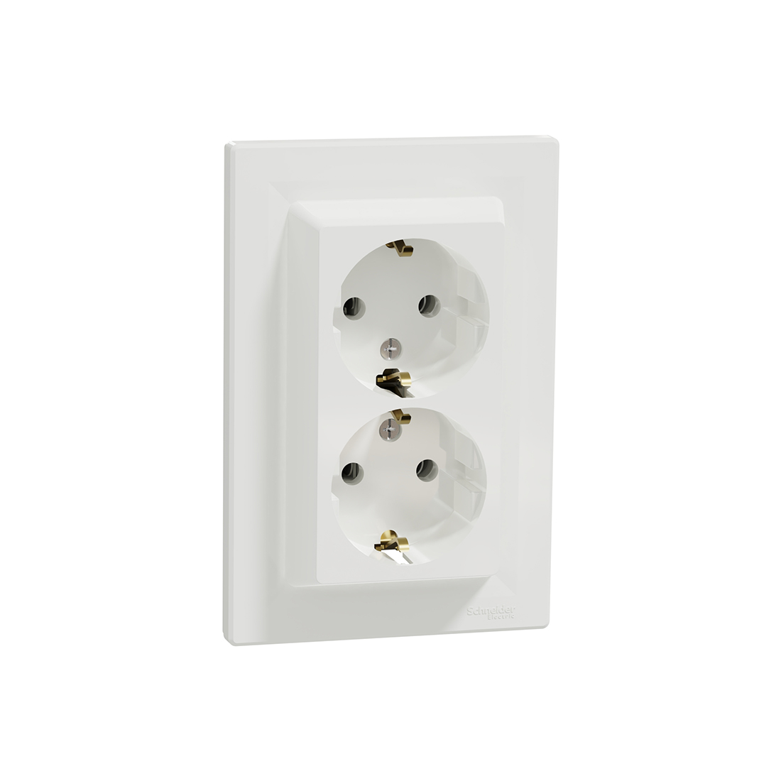 Розетка двойная SE EPH9900121 Asfora с заземлением в сборе вин.клеммы белая