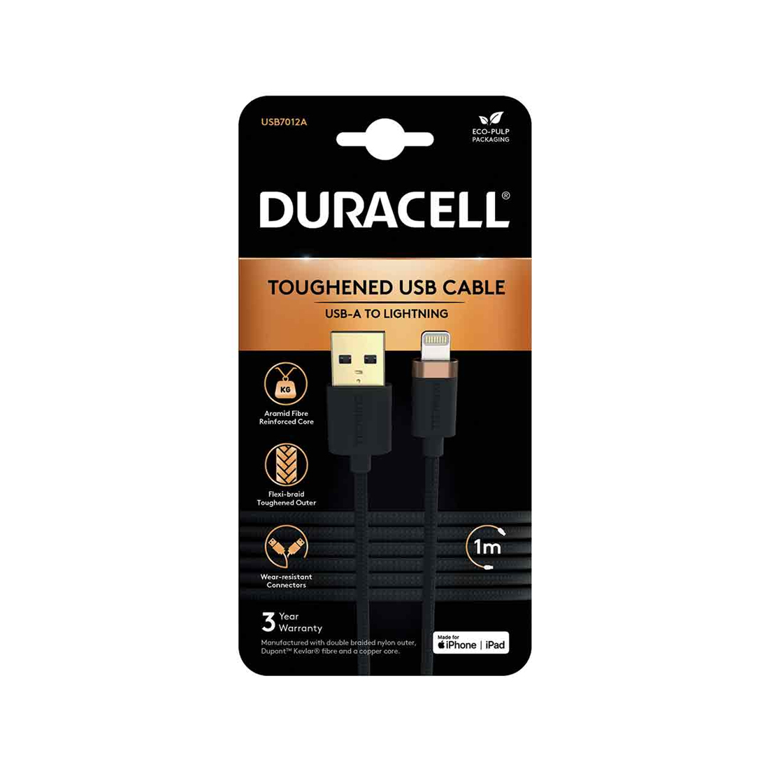 Интерфейсный кабель Duracell USB7012A USB-A to Lightning Черный — изображение 2