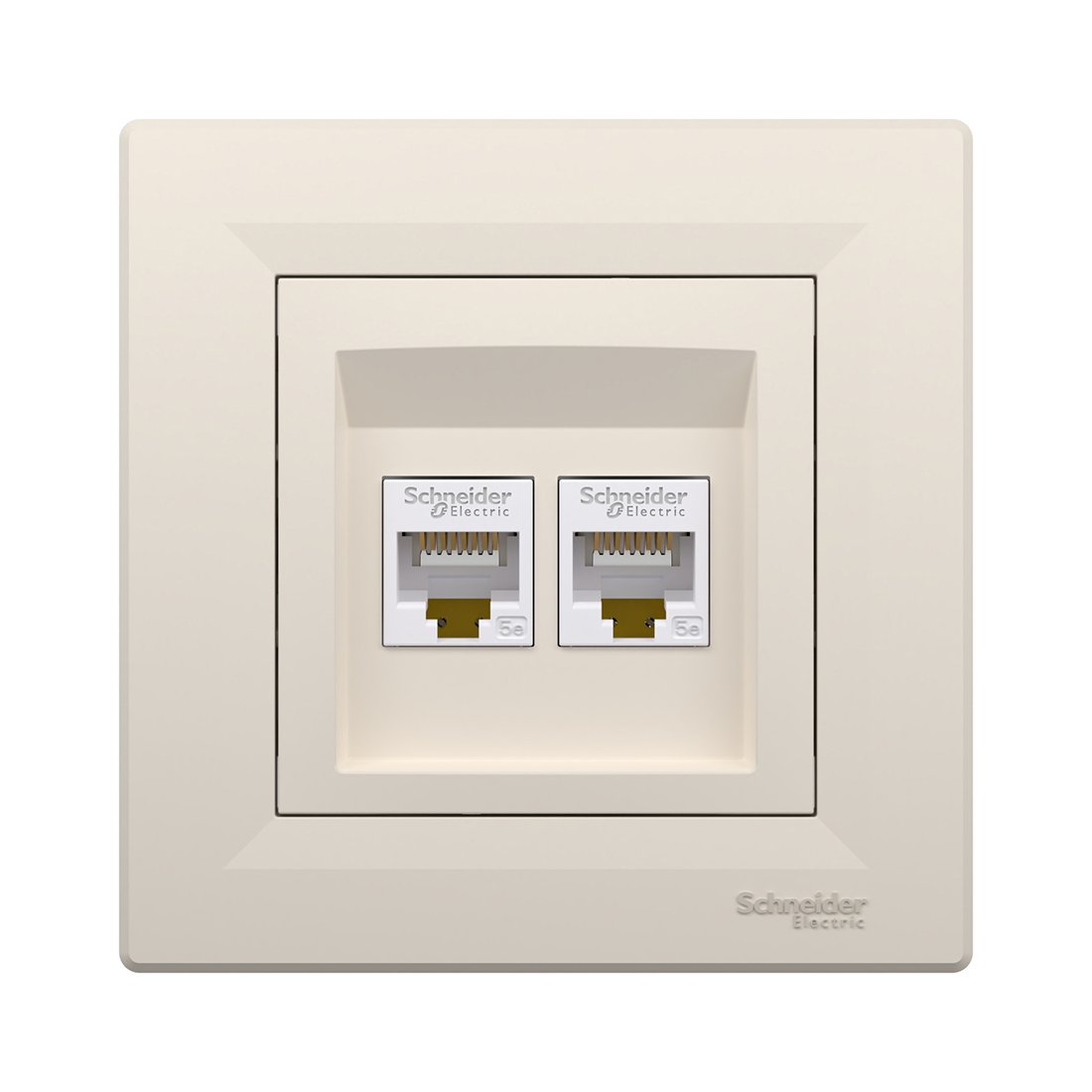 Розетка двойная компьютерная SE EPH4400123 Asfora RJ45 в сборе кремовый — изображение 2