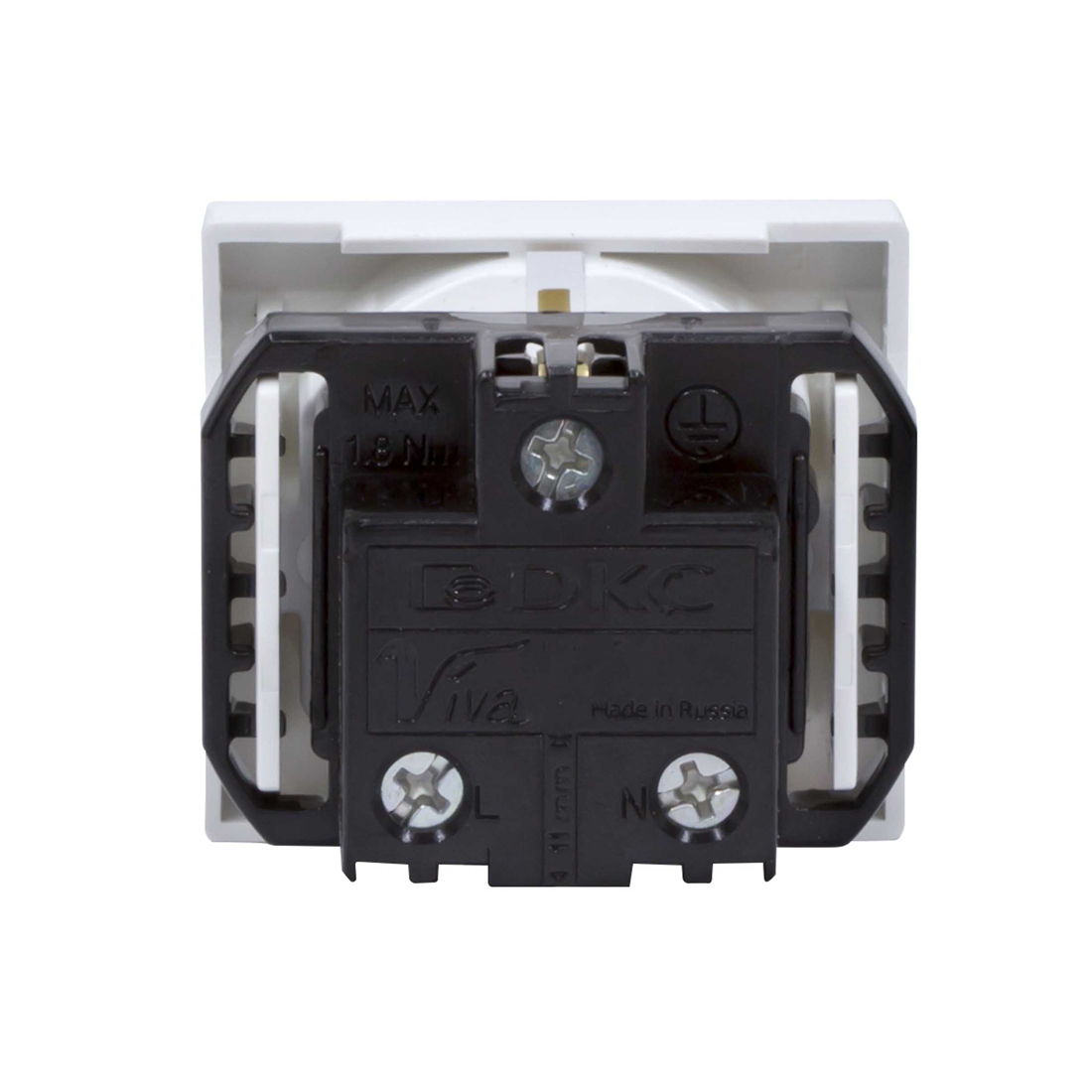 Розетка силовая серии Viva DKC 45005 2Р+Е со шторками белая — изображение 3