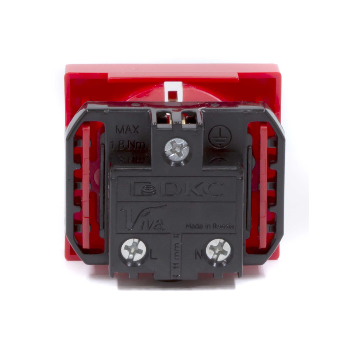 Розетка силовая серии Viva DKC 45015 2Р+Е со шторками красная — изображение 3