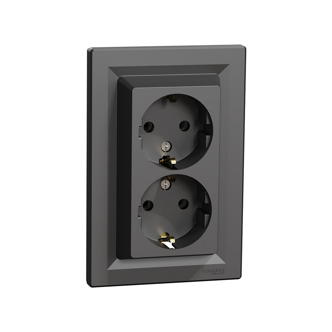 Розетка двойная SE EPH9900171 Asfora с заземлением в сборе вин.клеммы антрацит — изображение 2
