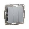 Выключатель трехклавишный SE EPH2100162 Asfora 10AX мех.винтовой сталь