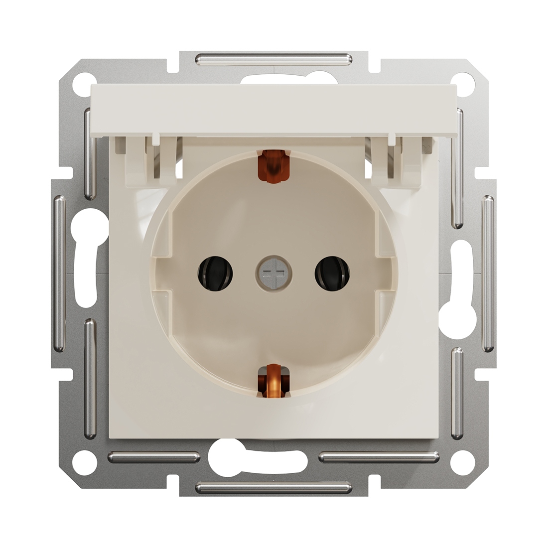 Розетка с заземлением SE EPH3170123 Asfora 16А с крышкой механизм винт. клеммы кремовый — изображение 2