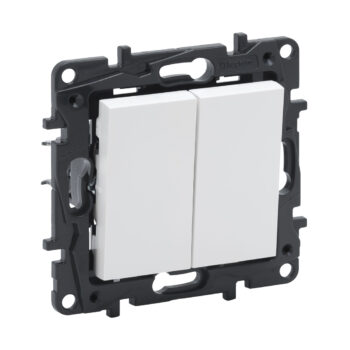 Переключатель двухклавишный Niloe Step 10А авт.клеммы Белый